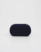 Night Sky Embroidered Oval Jewelry Box in Navy Velvet
