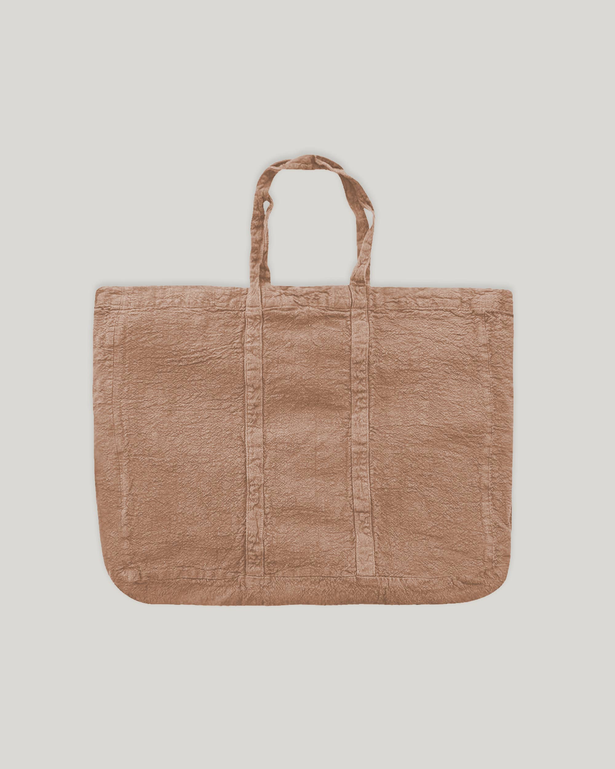 French Raw Linen Tote- Mauve