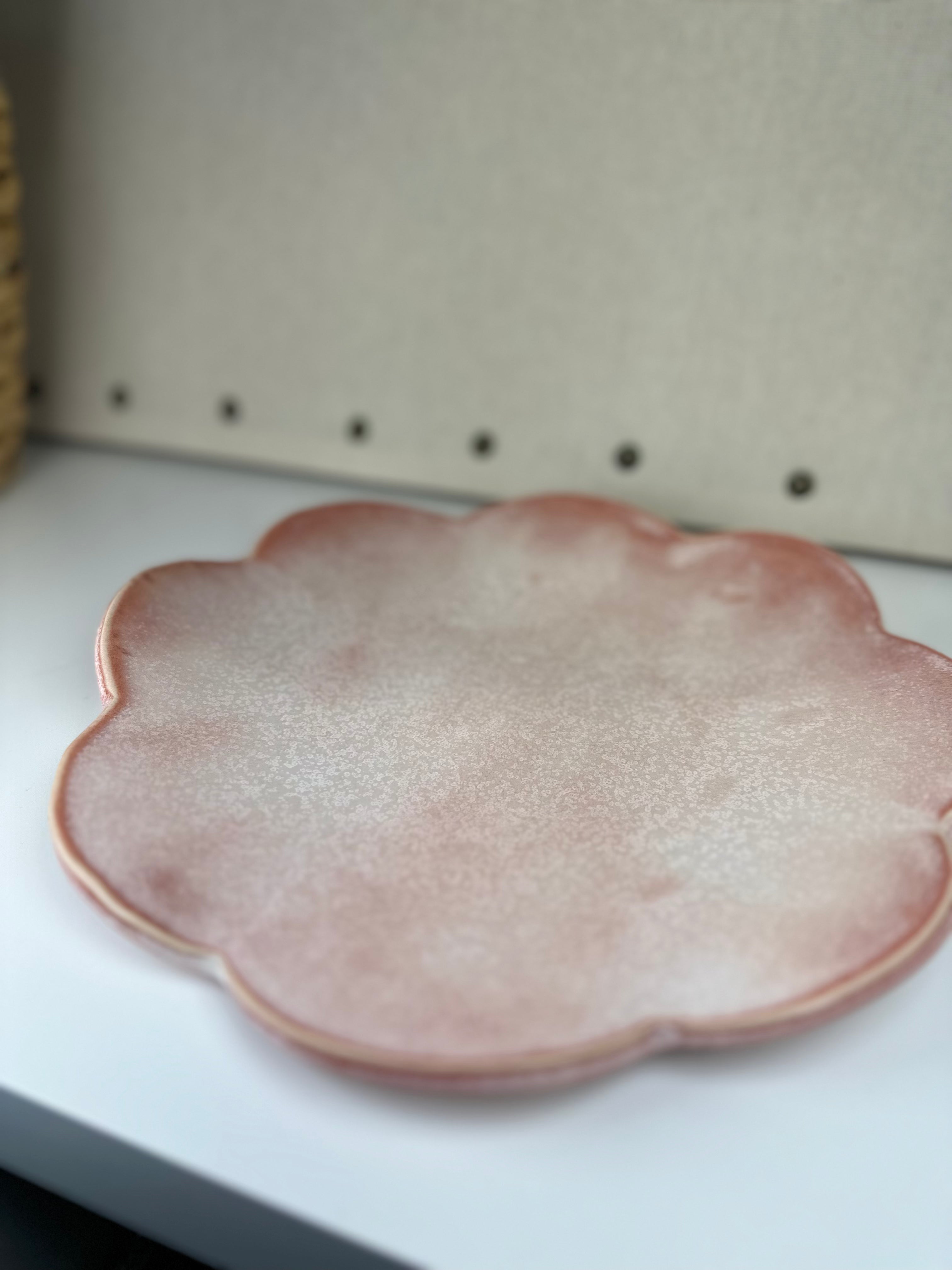 Handmade Scalloped Platter - Dusty Pink