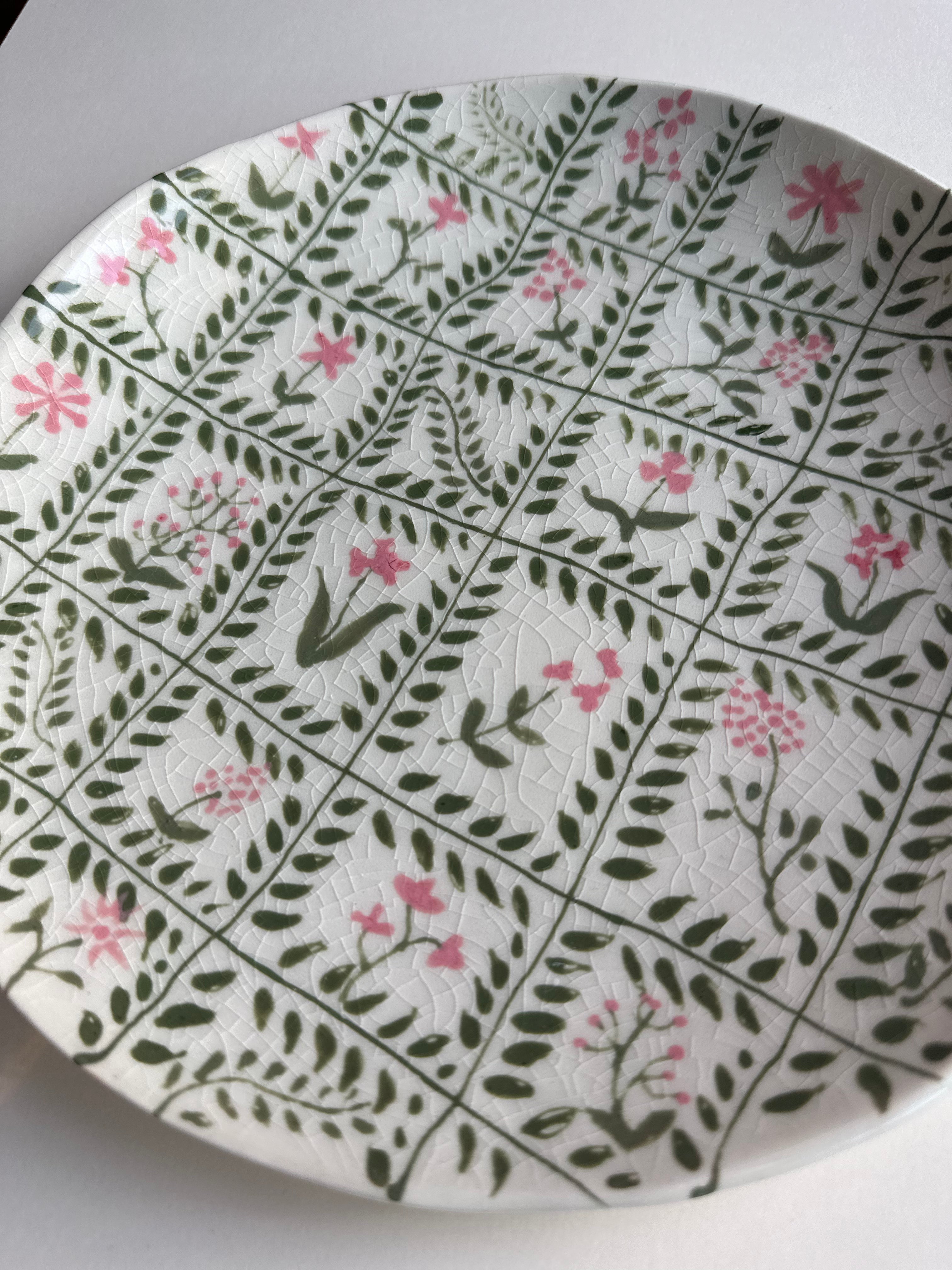 Handpainted "Garden Quilt" Plate, 8.5" D, One of a Kind