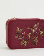 Robin Love Embroidered Velvet Jewelry Box