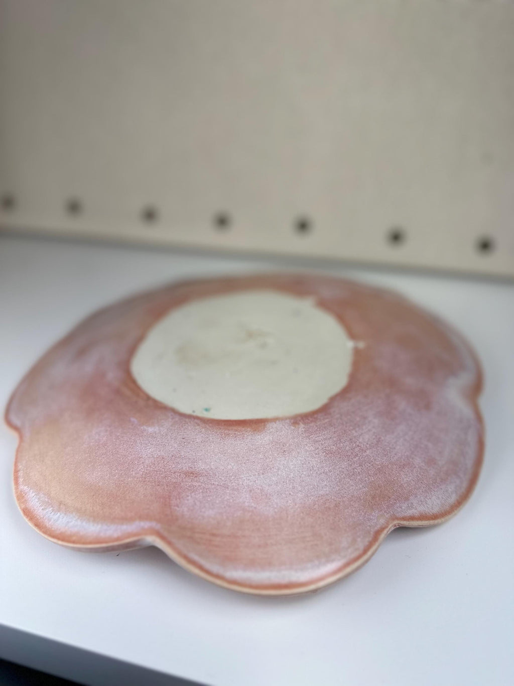 Handmade Scalloped Platter with Dusty Rose Glaze