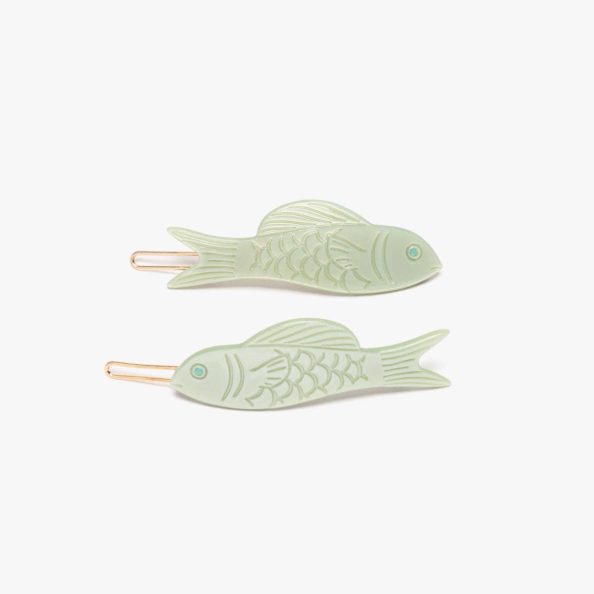 Jade Fish Barrette Hair Clip Set