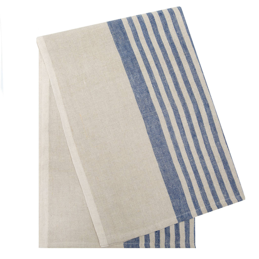 Natural and Blue Multi-Stripe Kitchen Towel