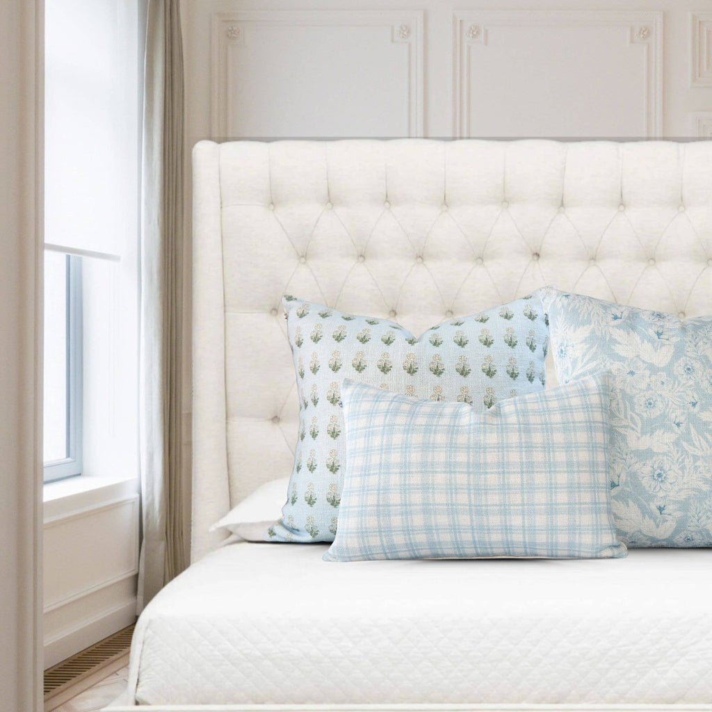 Arabella Sky Blue Block Print Pillow