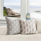 Elodie Oyster Block Print Throw Pillow