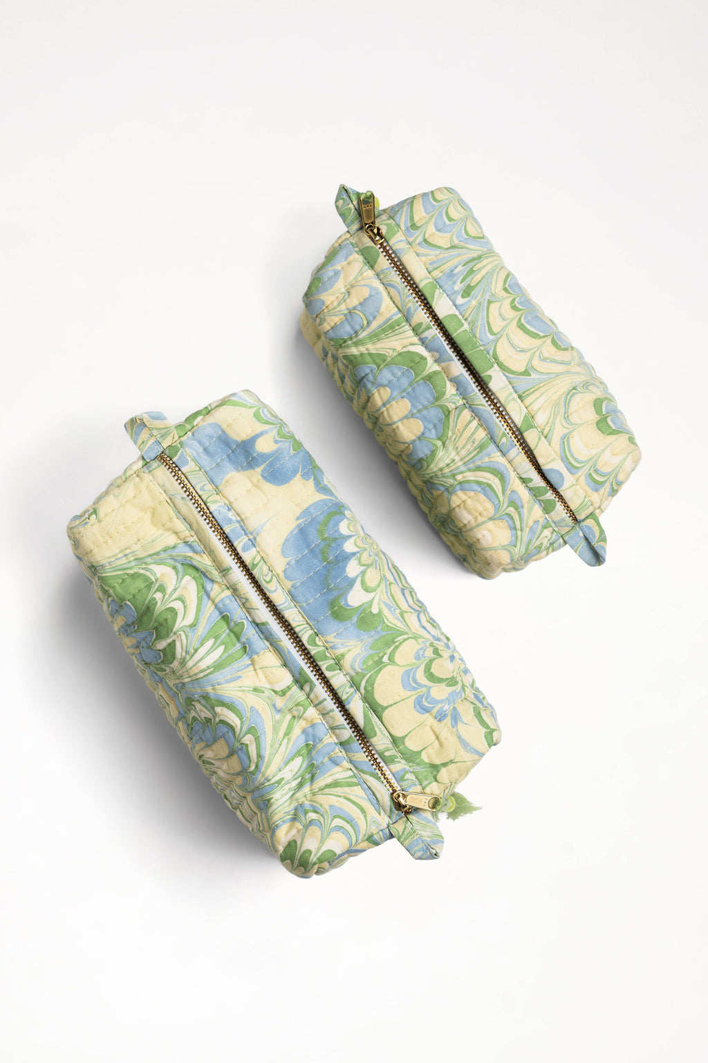 Seaglass Peacock Hand-Marbled Cosmetic Bag - Large