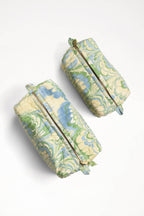 Seaglass Peacock Hand-Marbled Cosmetic Bag - Large