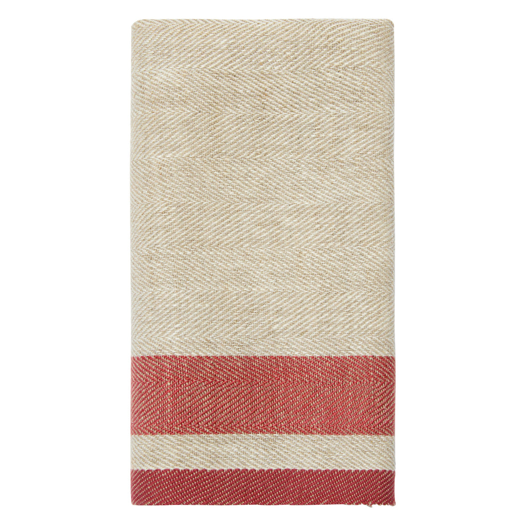 Natural and Red Stripe Kitchen Towel