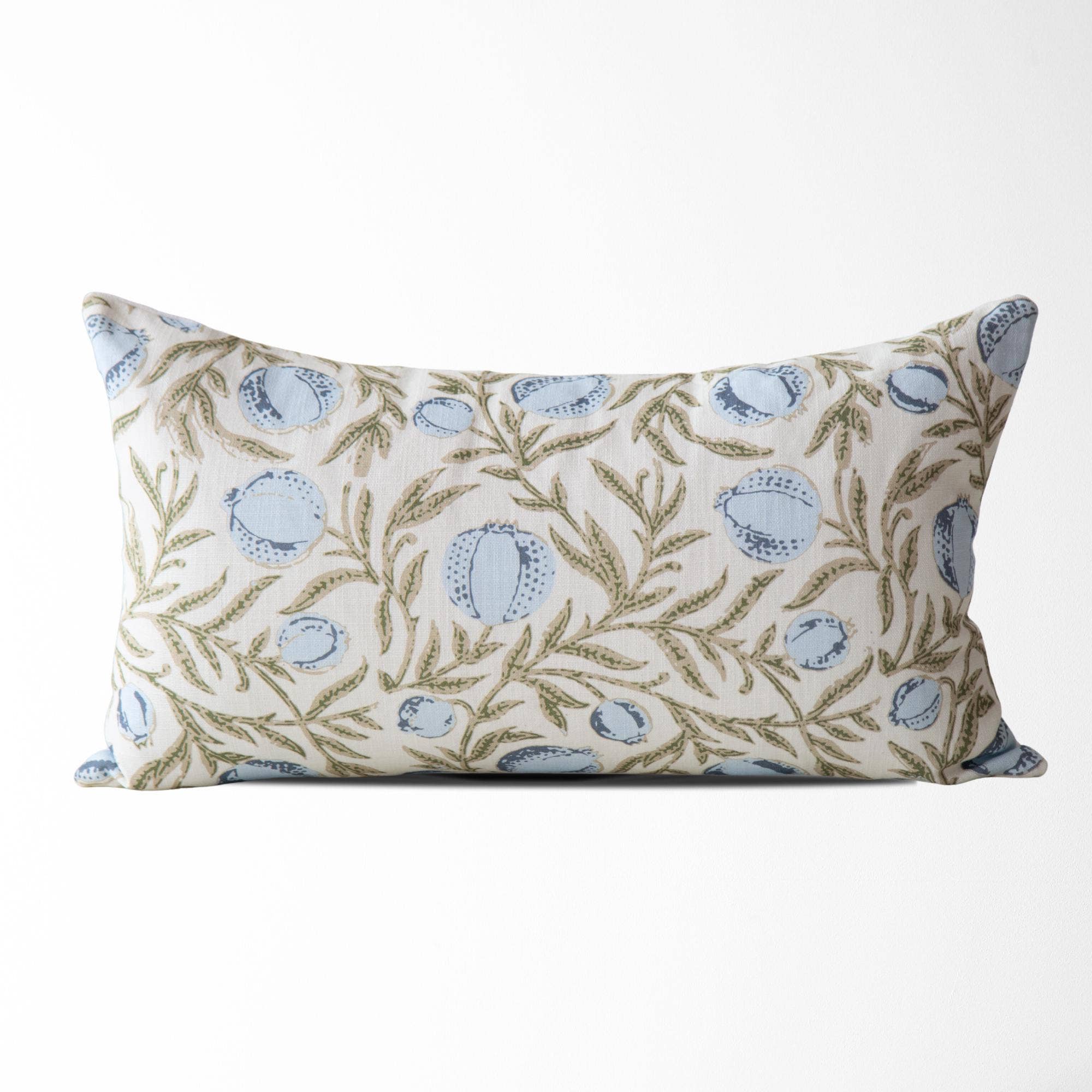 Alisa Blue Block Print Lumbar Pillow