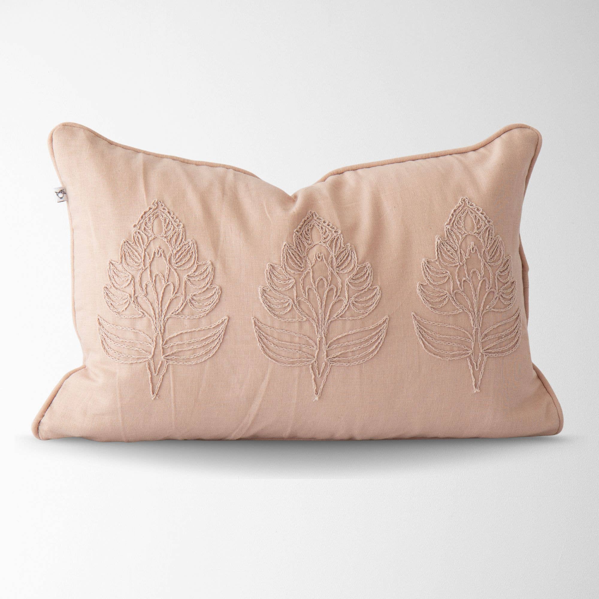 Eloise Embroidered Throw Pillow – Rose