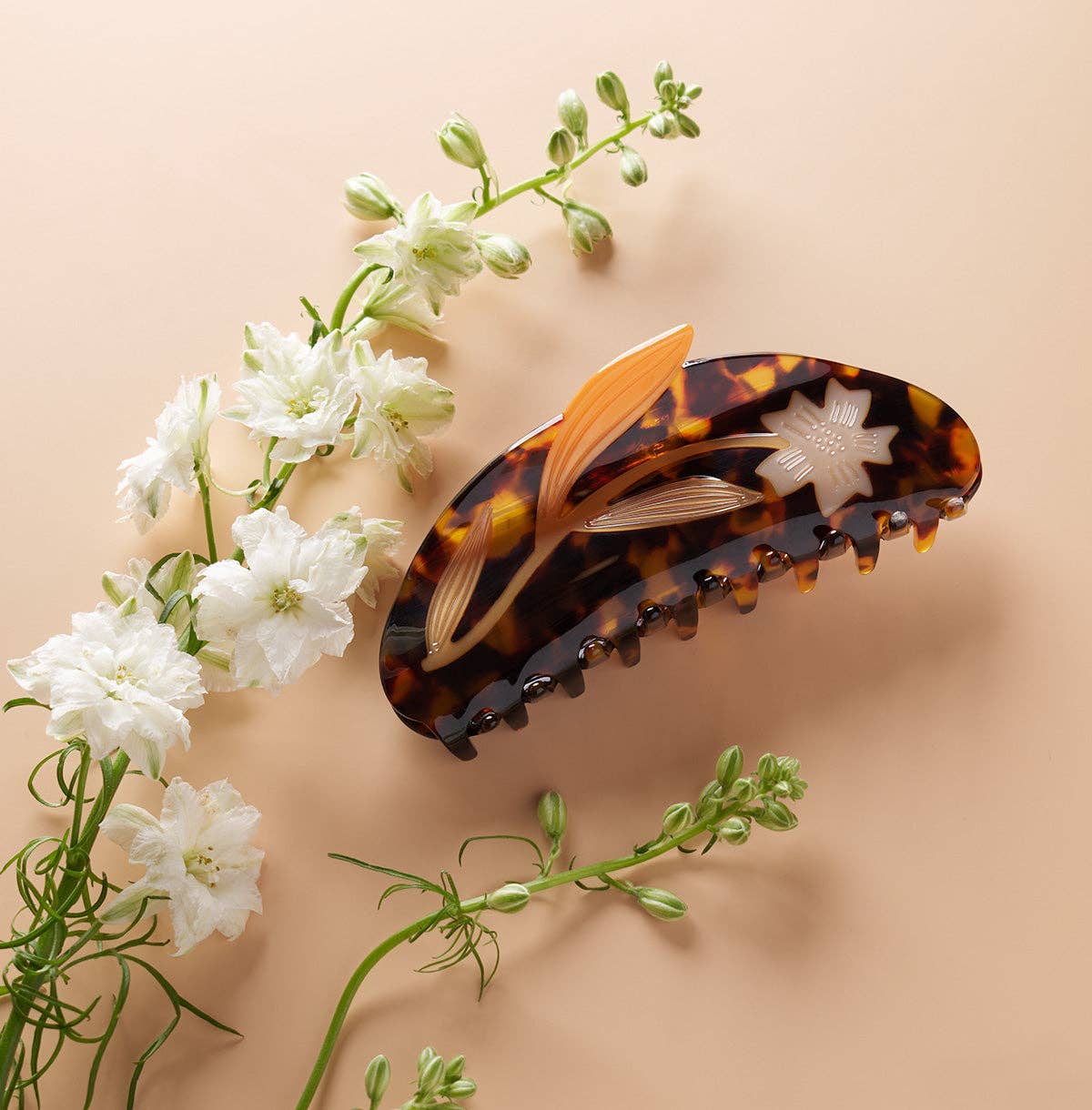 Large Floral Tortoise Claw Clip
