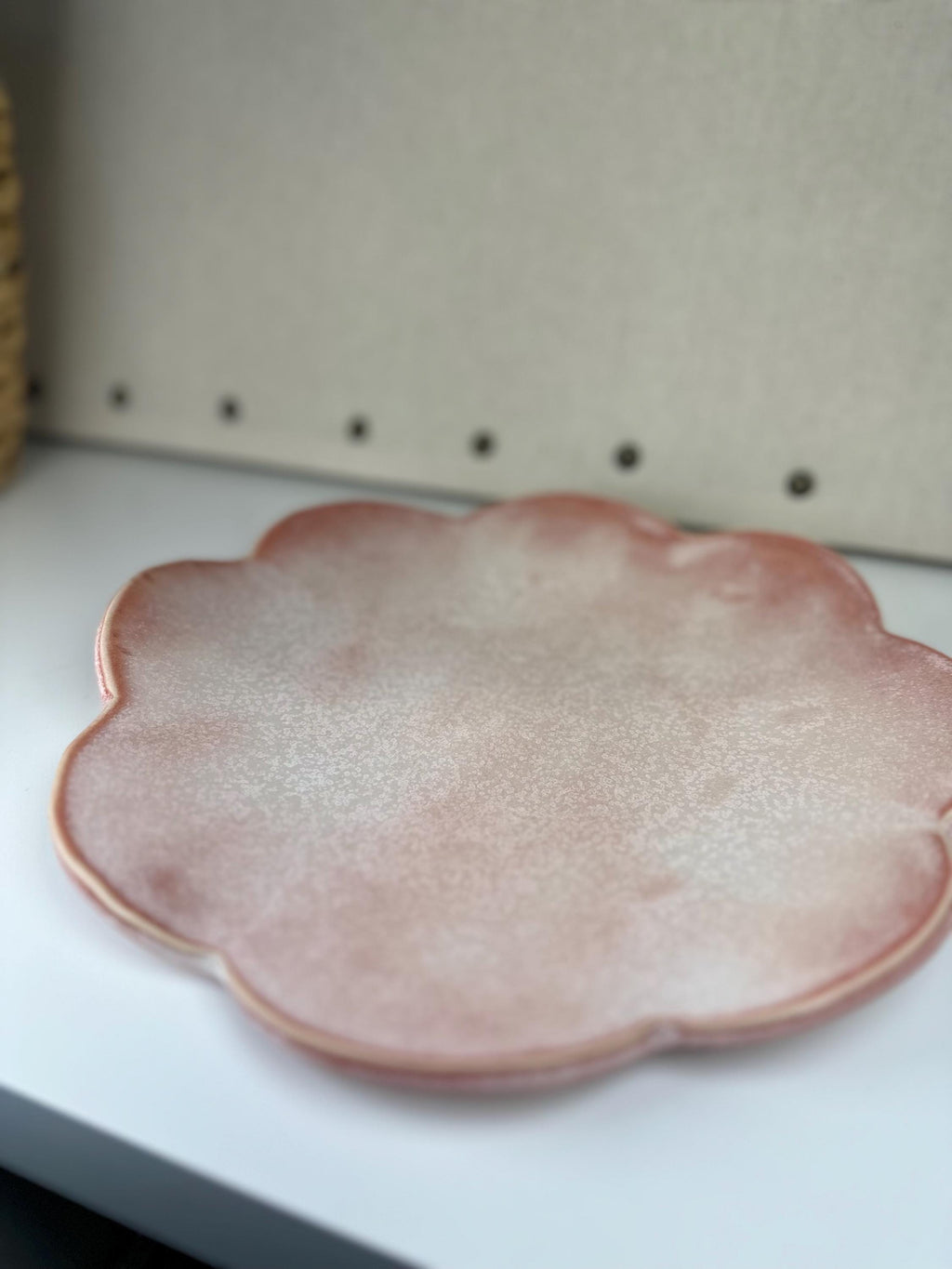Handmade Scalloped Platter with Dusty Rose Glaze