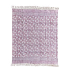 Handloomed Cotton Blush Block Print Throw Blanket
