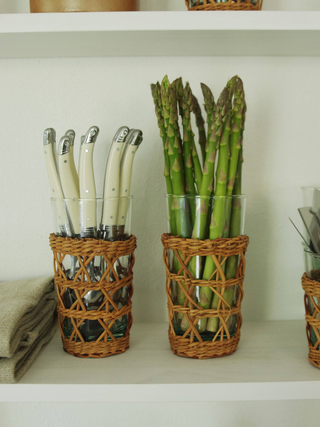 Highball Glass with Removable Rattan Cage
