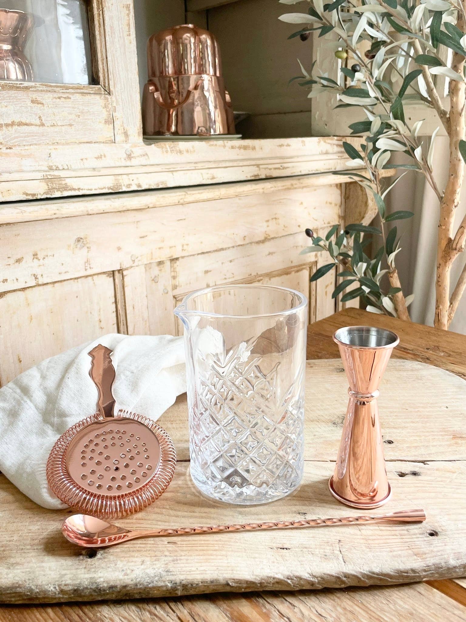 Copper Glass 4-Piece Barware Set