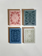 Floral Block Print Assorted Card Set – 8 Blank Cards With Envelopes