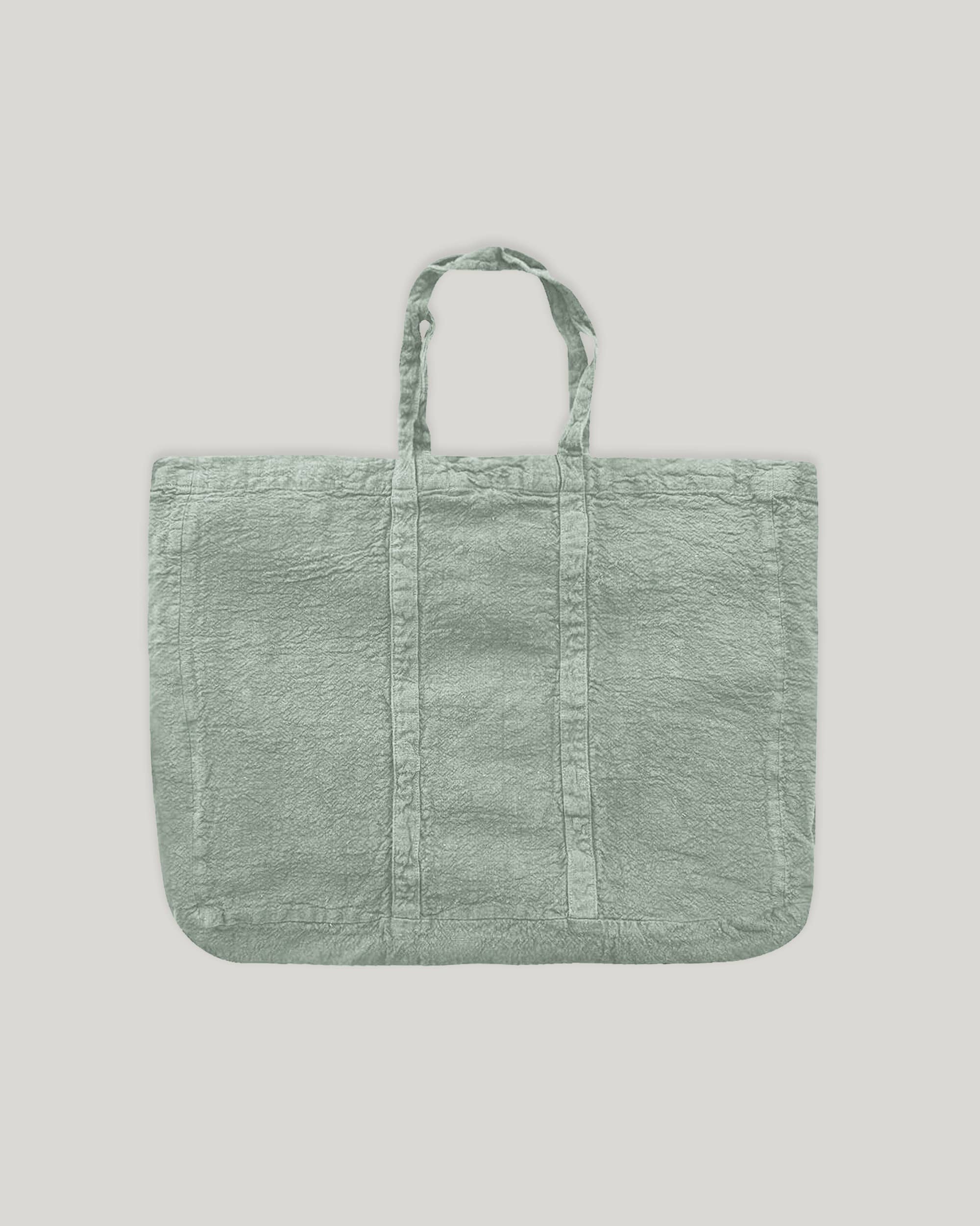 French Raw Linen Tote- Verbena
