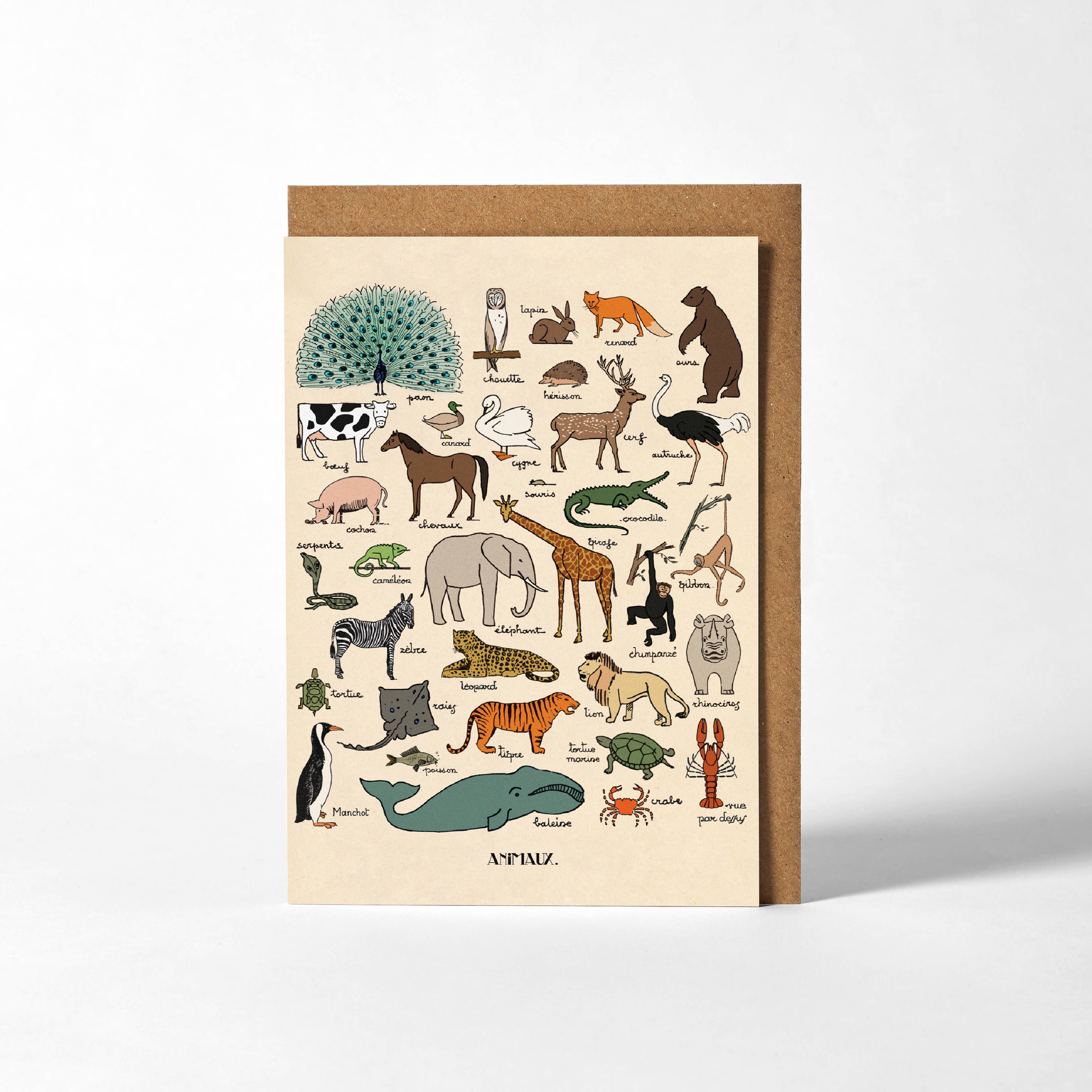 Les Animaux Greetings Card