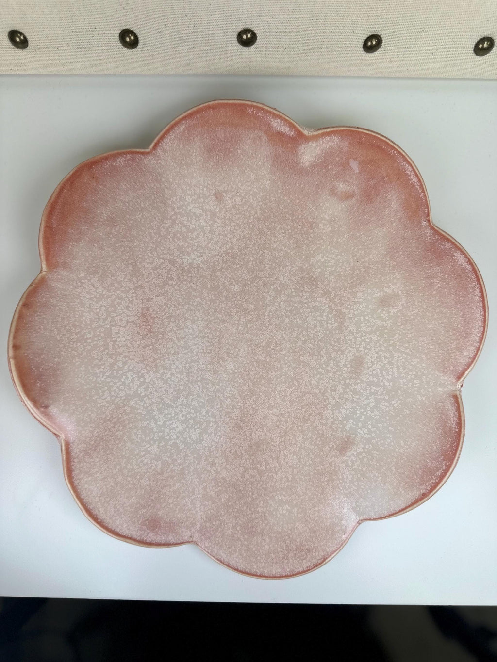 Handmade Scalloped Platter with Dusty Rose Glaze