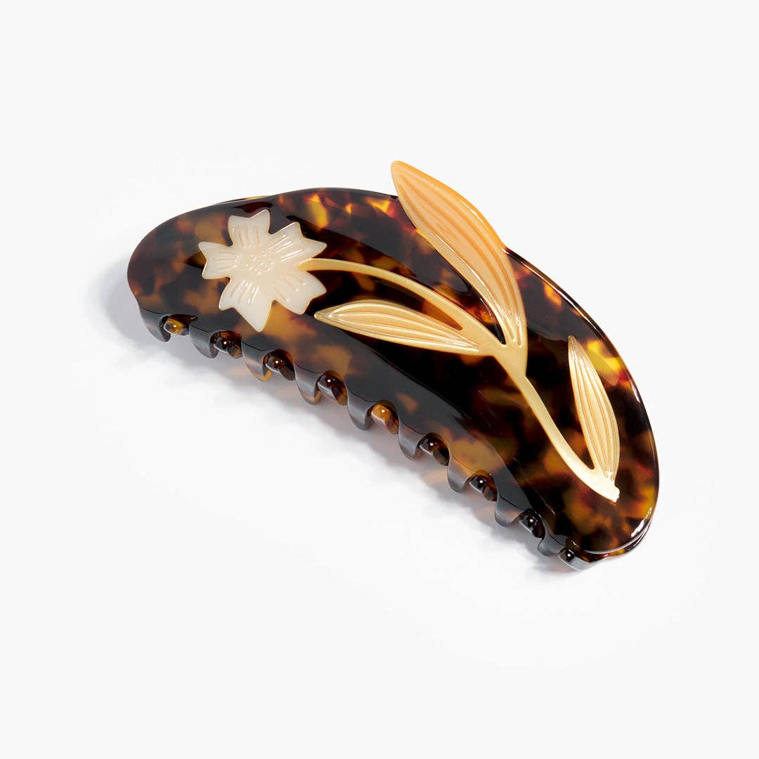 Large Floral Tortoise Claw Clip