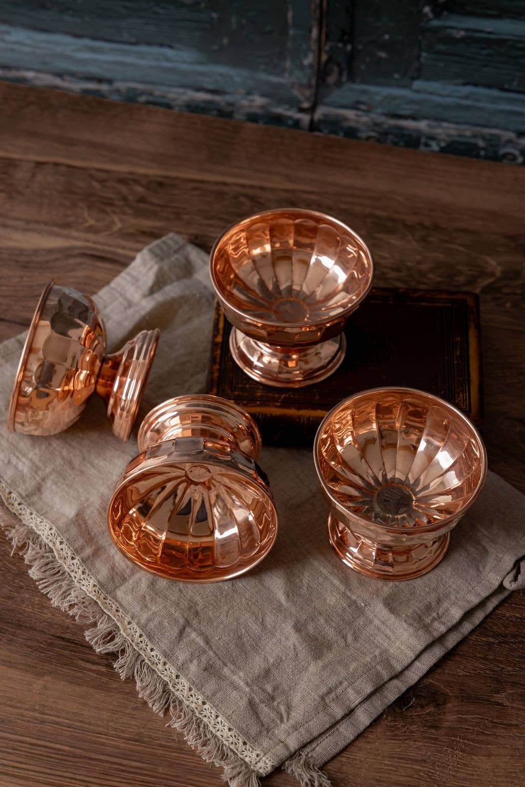 Scalloped Copper Ice Cream Bowls