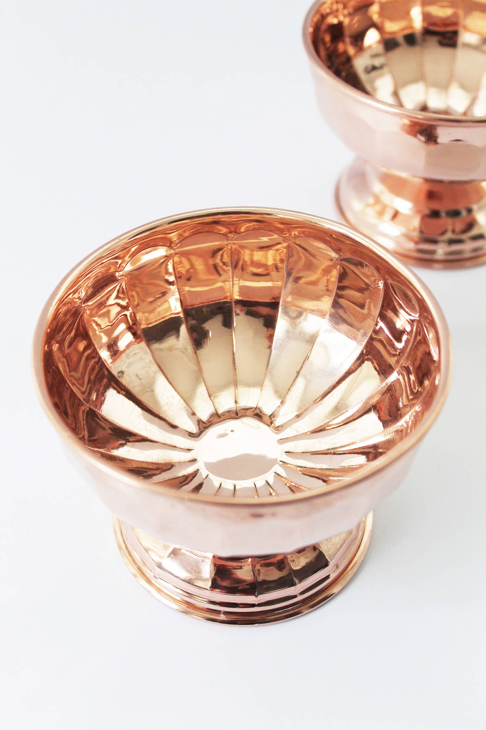 Scalloped Copper Ice Cream Bowls