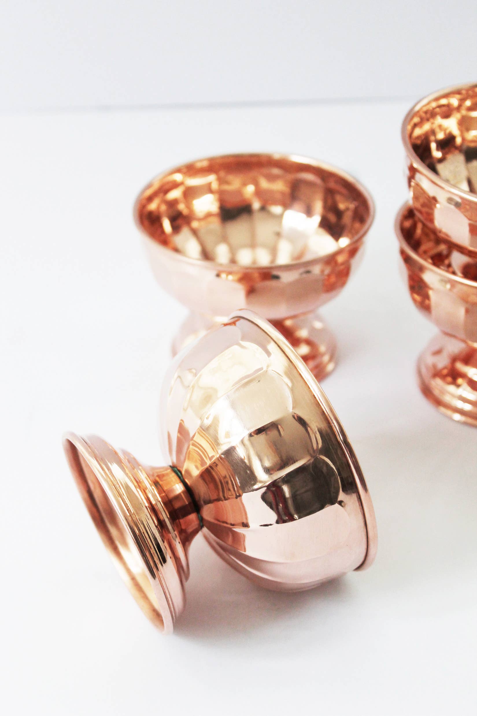 Scalloped Copper Ice Cream Bowls