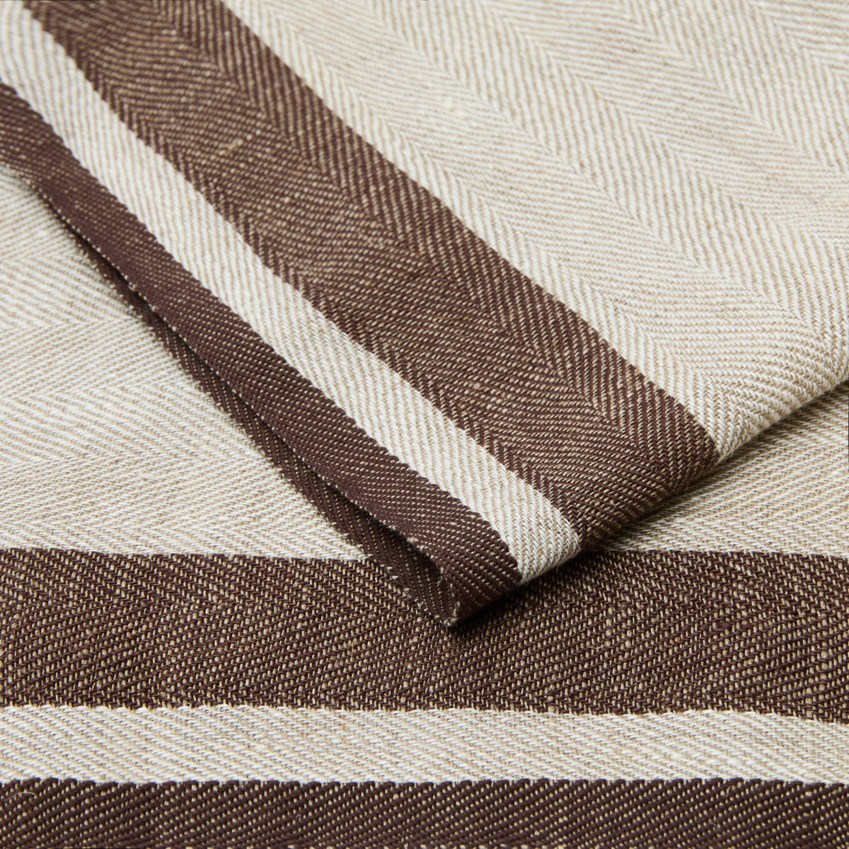 Natural and Coffee Stripe Kitchen Towel