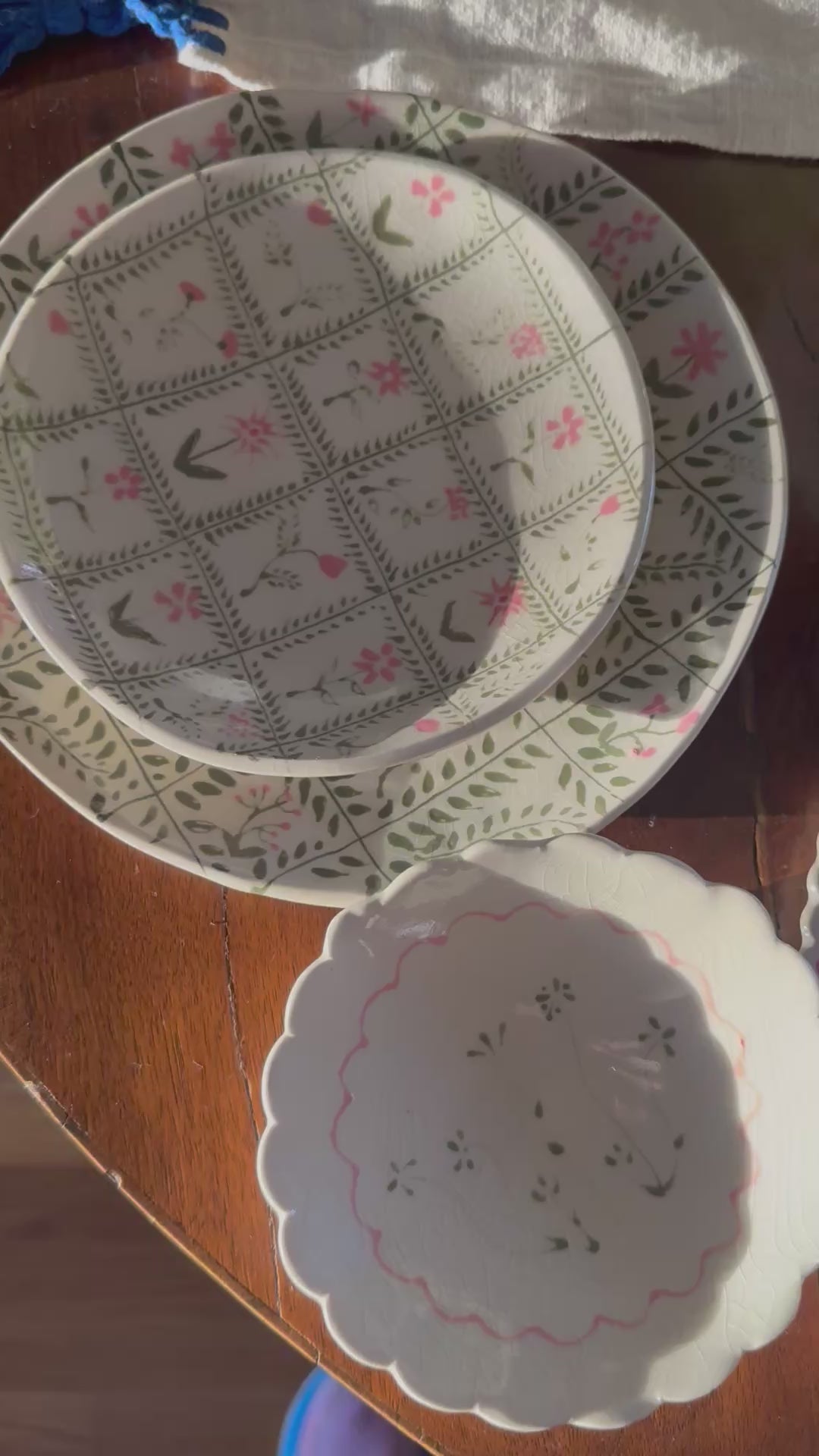 Handpainted "Garden Quilt" Plate, 8.5" D, One of a Kind